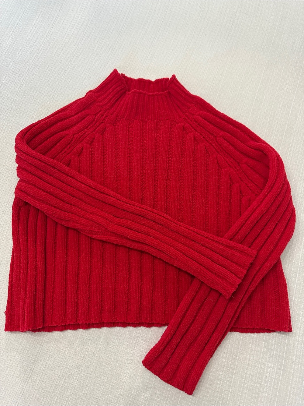 American Eagle Outfitters Ribbed Mock Neck Sweater - Red